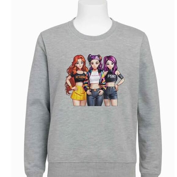 K-Pop Demon Hunters  Anime Graphic Sweatshirt Grey – Y 11–12 (US Large-10/12) - Picture 1 of 6